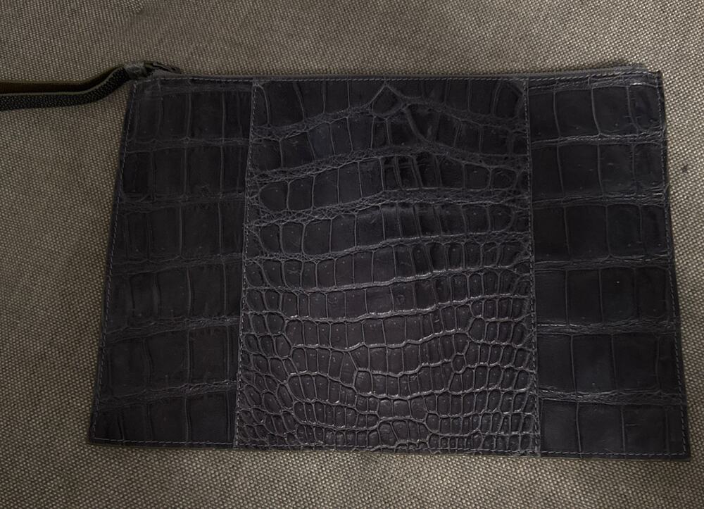 LKNW Celestina Python/Crocodile Print Navy Big Pouch
